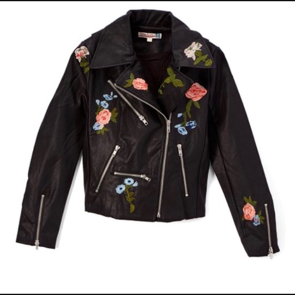 Vintage Havana Other - Vintage Havana Embroidered Faux Leather Jacket